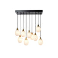 Moderne hanglamp met negen ovale glazen lampen