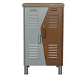 Moderne metalen locker met houten top en twee-tonen ontwerp